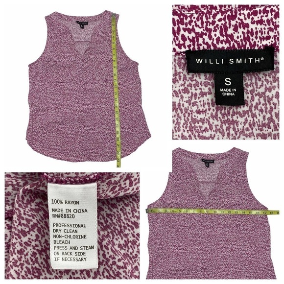 WILLI Smith Purple & Pink Printed Sleeveless Split Neck Button Down Blouse - Picture 11 of 11